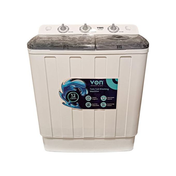 VON VALS-75BWY Twin Tub Washing Machine - 7.5Kg